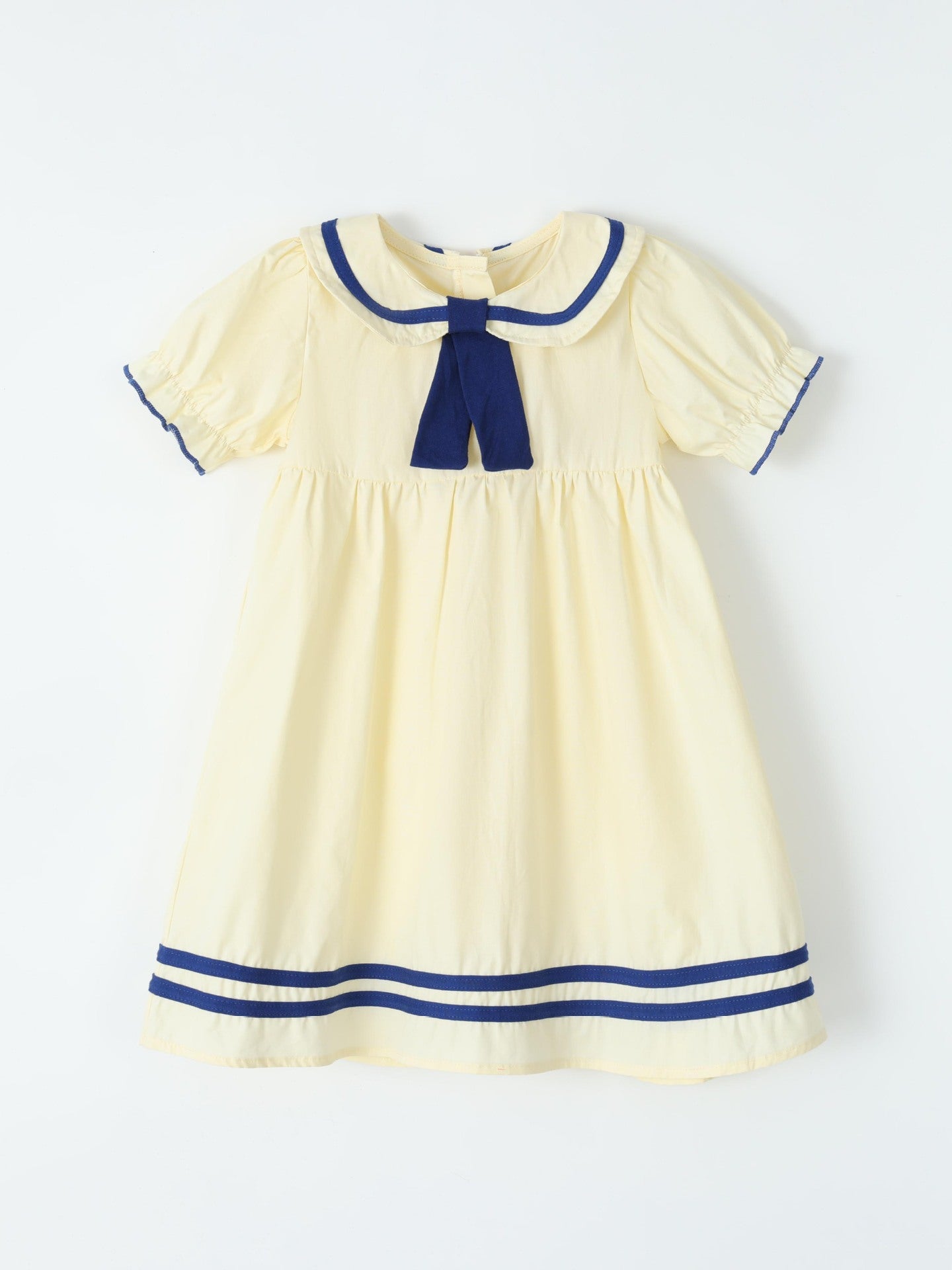 Children's Sailor Collar Puff Sleeve Casual Dress - Image 2