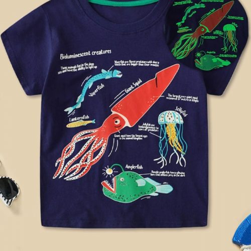 Children's Glow-in-the-Dark Bioluminescent Graphic T-Shirt