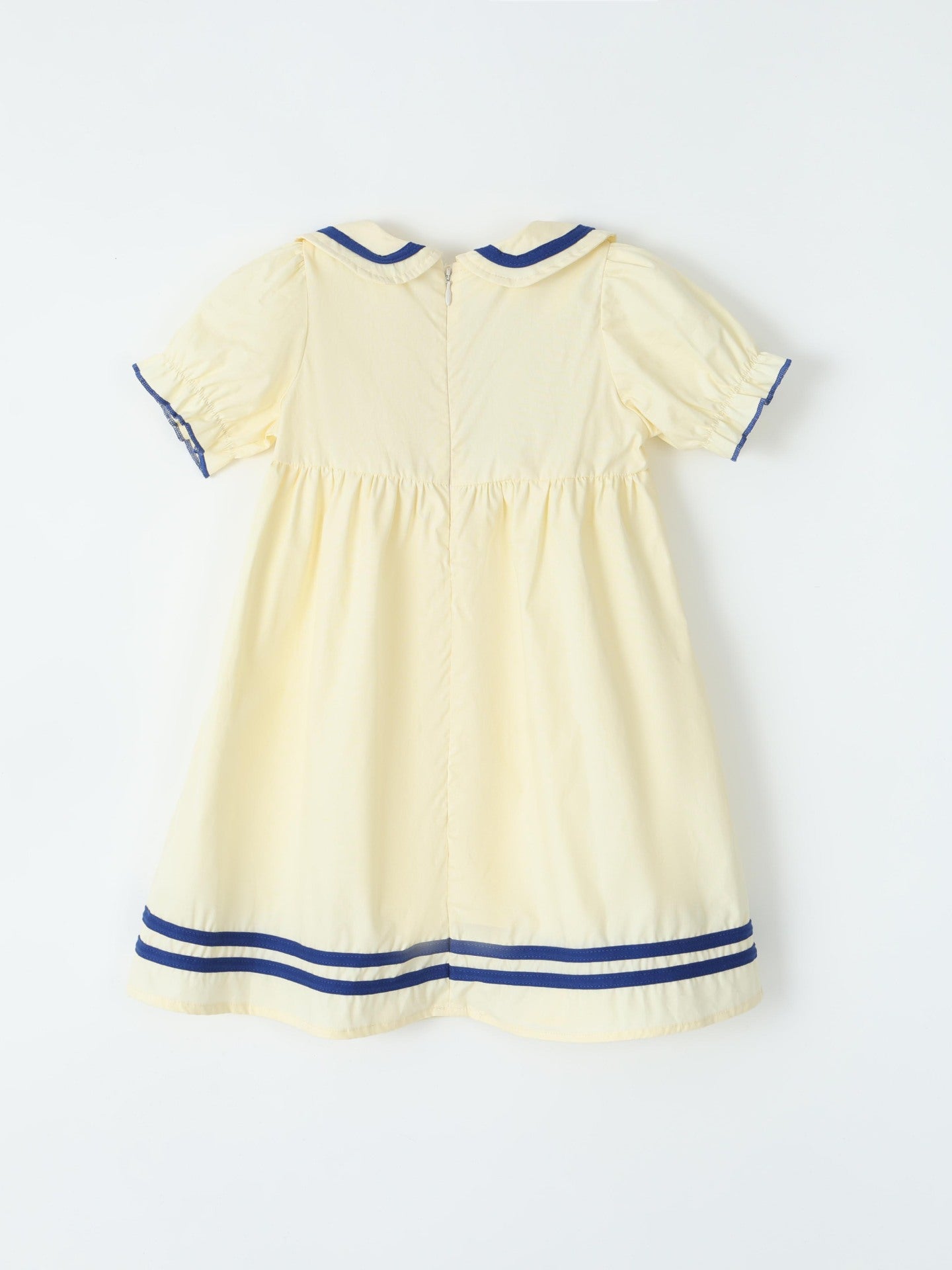 Children's Sailor Collar Puff Sleeve Casual Dress - Image 3