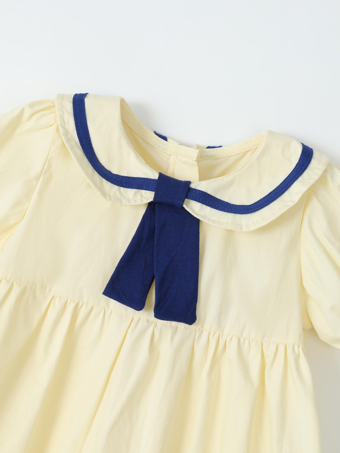 Children's Sailor Collar Puff Sleeve Casual Dress - Image 4
