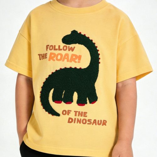 Children's Dinosaur Graphic Round Neck T-Shirt