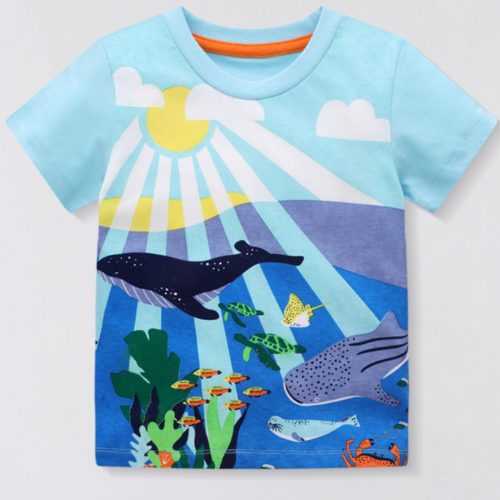 Children's Printed Round Neck Short Sleeve T-Shirt