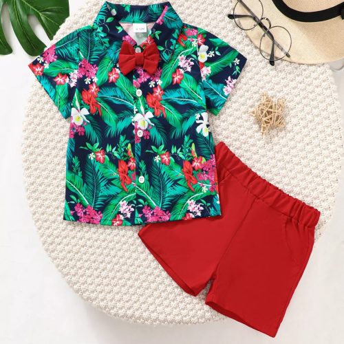 Children's Tropical Print Shirt & Shorts Set