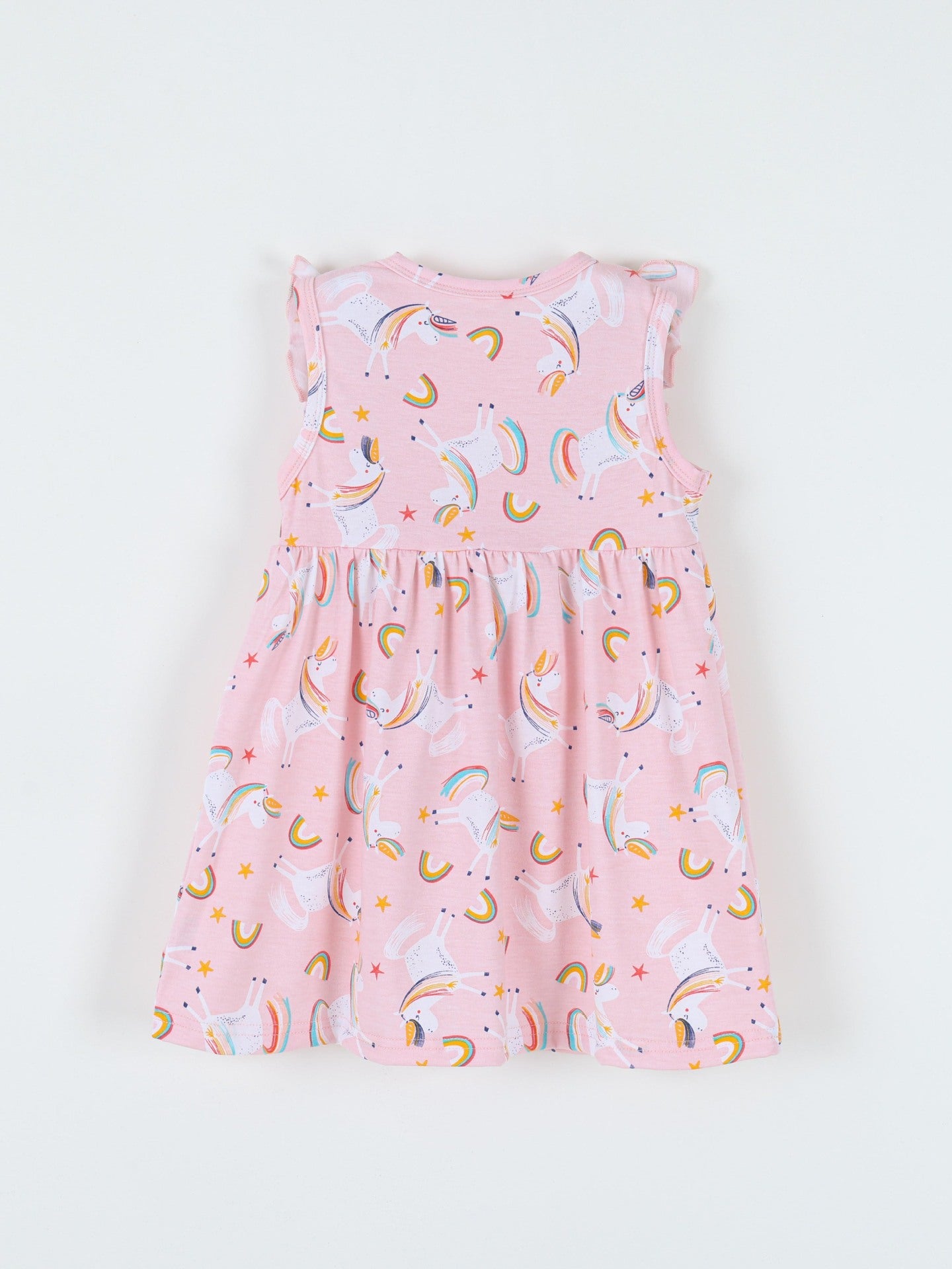 Children's Unicorn Print Ruffle Sleeve Casual Dress - Image 3